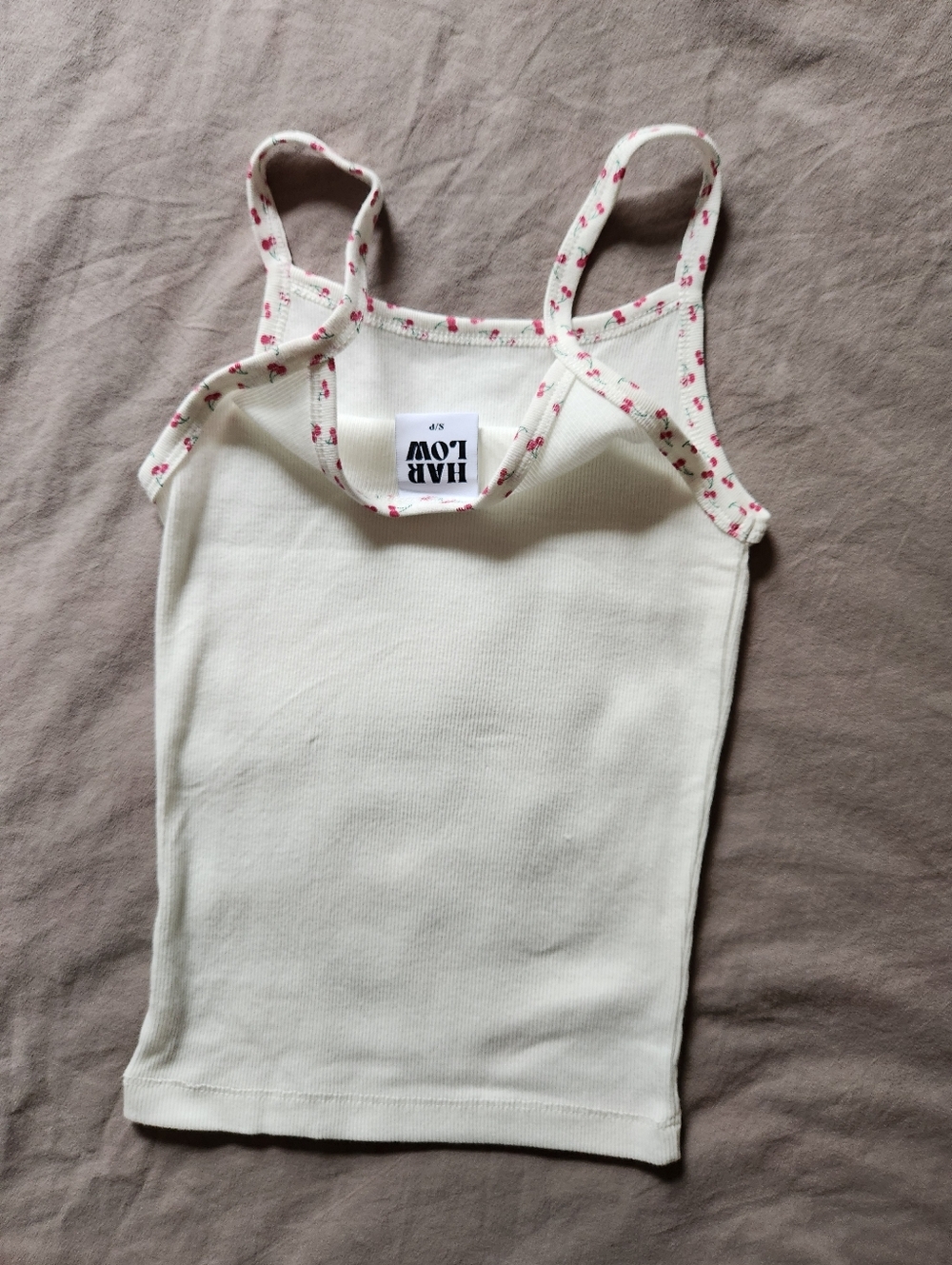 Harlow Cherry Patterned Ribbed Tank Top - Size Small - Picture 5 of 9